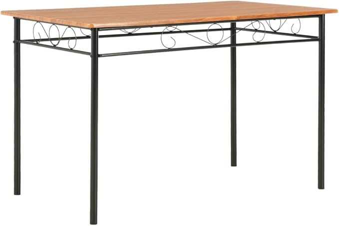 Sturdy Rectangular Dining Table Brown MDF Top Black Steel Frame Modern Industrial Kitchen Furniture for Dining Room Wood Dinner Piece Family Meals Easy Assembly 47.2" L x 27.6" W