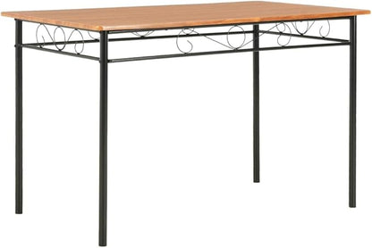 Sturdy Rectangular Dining Table Brown MDF Top Black Steel Frame Modern Industrial Kitchen Furniture for Dining Room Wood Dinner Piece Family Meals Easy Assembly 47.2" L x 27.6" W