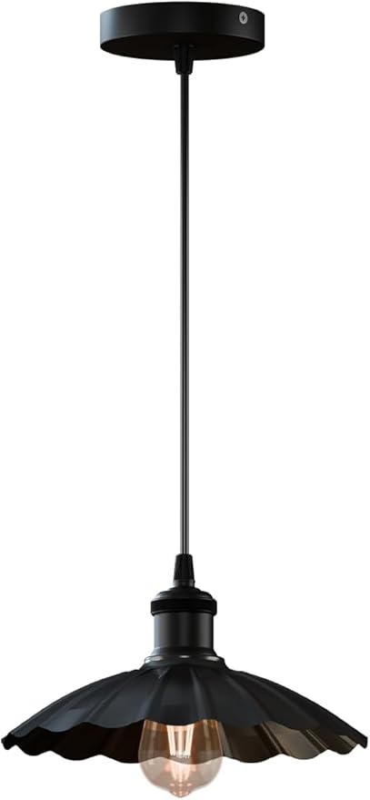Industrial Vintage Pendant Light Adjustable Hanging Fixture Retro E26 Lamp Holder for Indoor Lighting Metal Shade Ceiling Lamp for Bedroom, Kitchen, Bar, Cafe