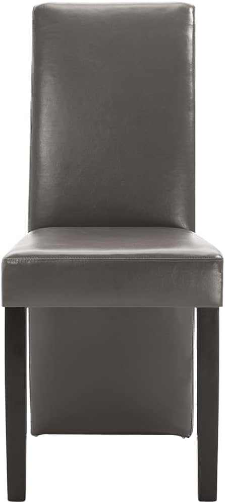 Dining Chairs 4 pcs Modern Farmhouse Design Gray Faux Leather Upholstery High Back Ergonomic Comfort Wooden Legs for Kitchen Dining Room Living Room