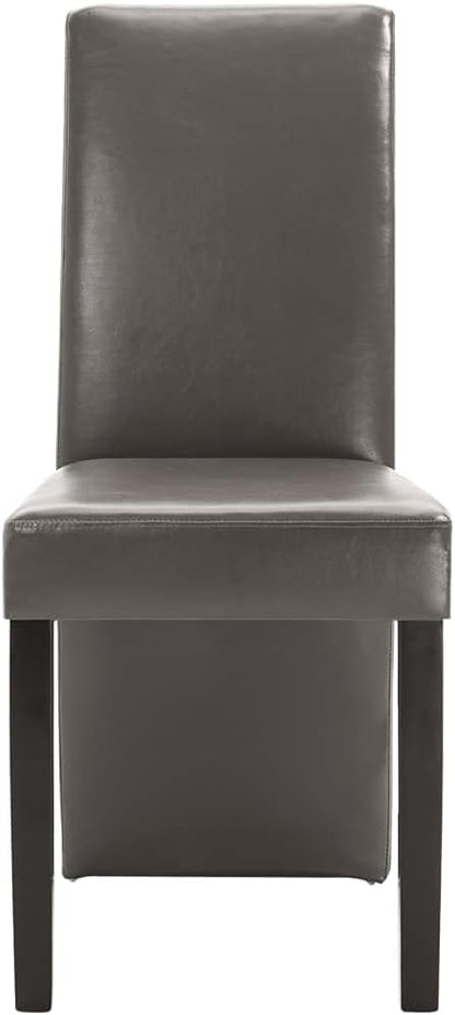 Dining Chairs 4 pcs Modern Farmhouse Design Gray Faux Leather Upholstery High Back Ergonomic Comfort Wooden Legs for Kitchen Dining Room Living Room