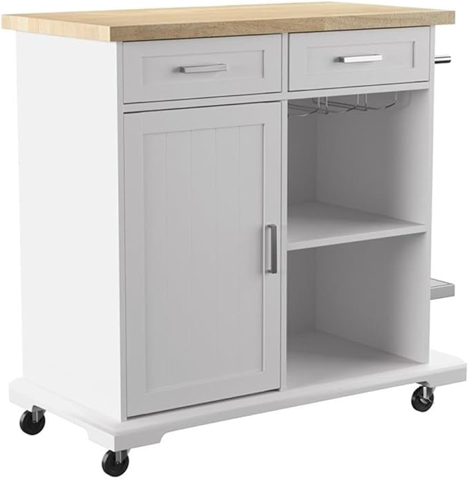 SEI Furniture Warkin Rolling Kitchen Island w/Storage