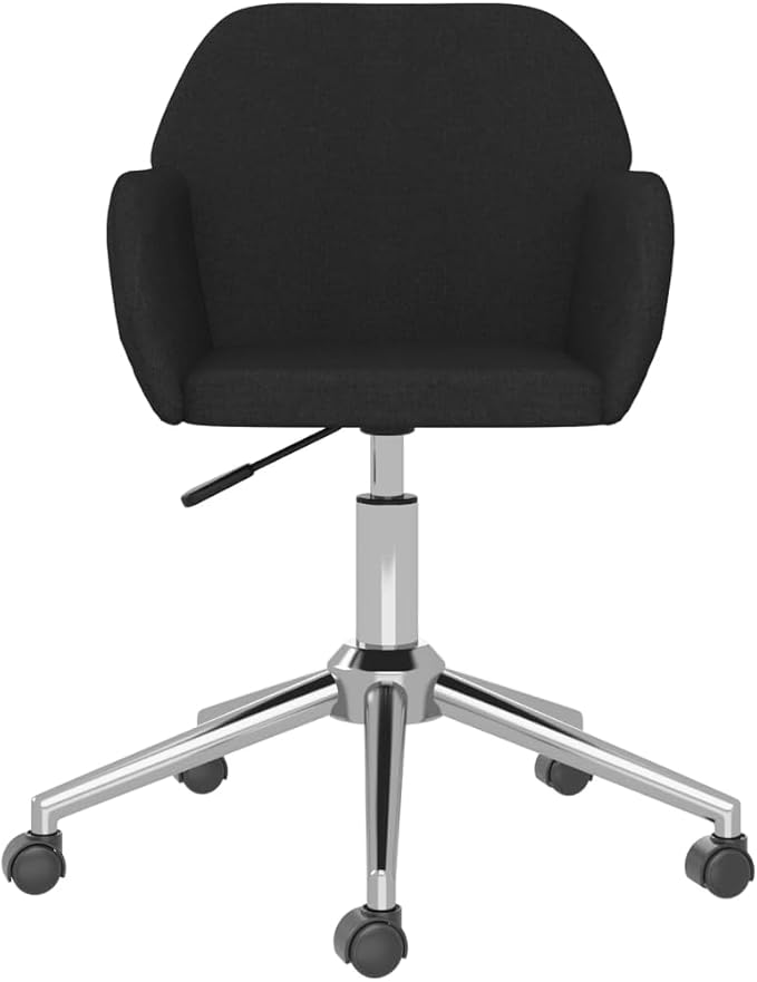 Modern Swivel Dining Chairs 2-Pack Black Fabric Upholstered Accent Chairs with 360-Degree Rotation for Kitchen Living Room Bedroom Vanity