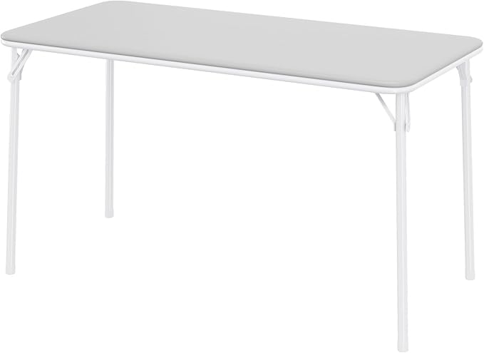 IDEALHOUSE 4 Feet Folding Table, Protable Foldable Card Table, Metal Legs Support, Upholstered PU Leather Tabletop, Heavy Duty, No Assembly Required, Perfet for Indoor and Outdoor, Gray