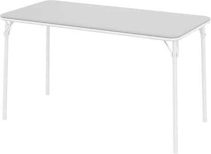 IDEALHOUSE 4 Feet Folding Table, Protable Foldable Card Table, Metal Legs Support, Upholstered PU Leather Tabletop, Heavy Duty, No Assembly Required, Perfet for Indoor and Outdoor, Gray