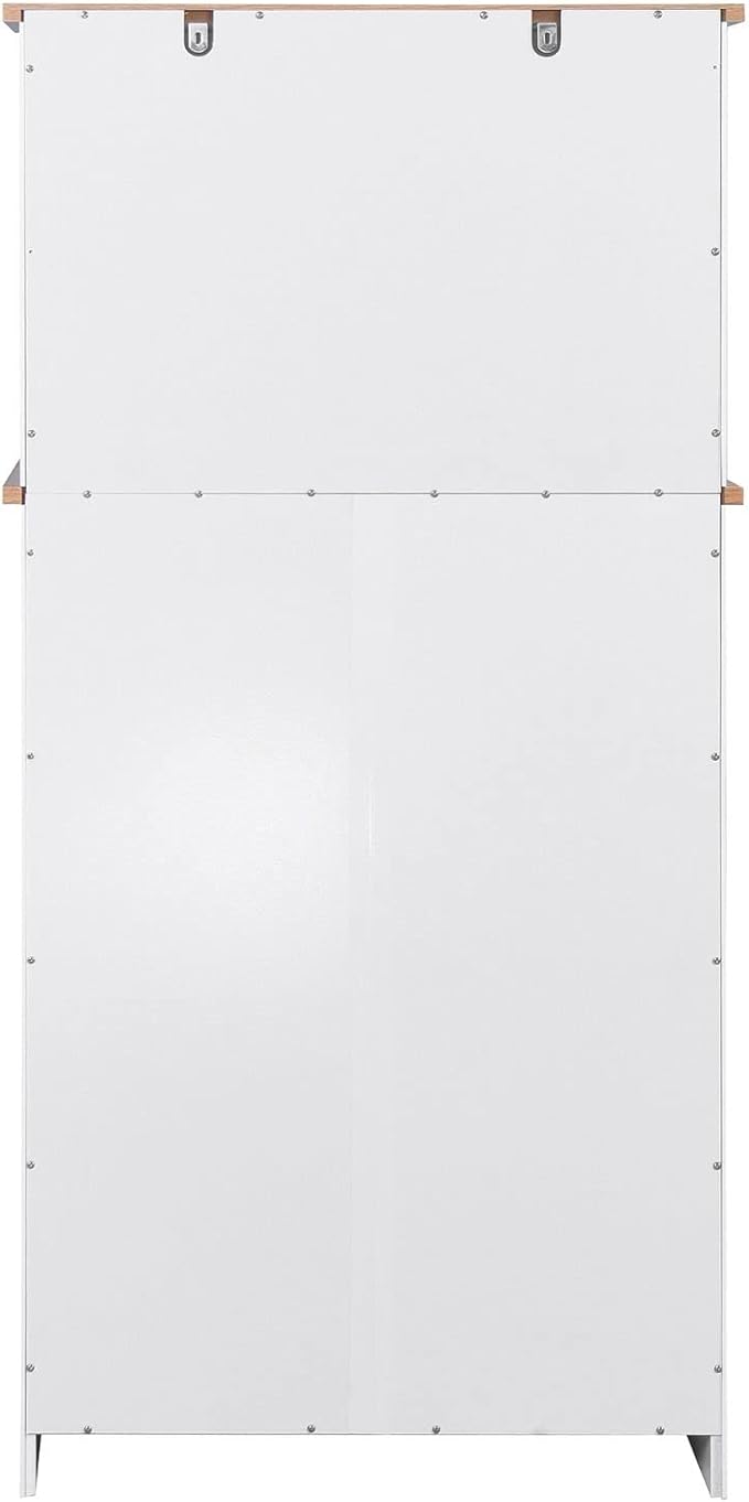 White Cupboard, Freestanding Multifunctional Kitchen Pantry Storage Cabinet with Drawers, Doors and Adjustable Shelf