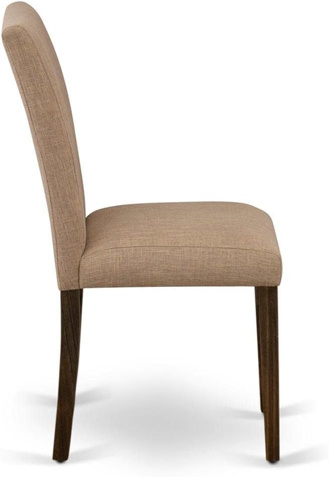 East West Furniture ABP7T47 Abbott Parson Kitchen Chairs - Light Sable Linen Fabric Padded Dining Chairs, Set of 2, Jacobean