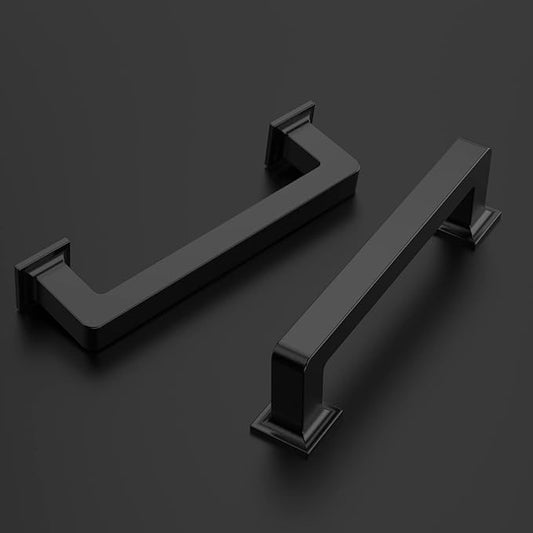 Amerdeco 10 Pack Matte Black Cabinet Pulls 3-3/4 Inch(96MM) Hole Centers Kitchen Cabinet Handles Cabinets Hardware Kitchen Handles for Cabinets Cupboard Handles Drawer Pulls ZH0019