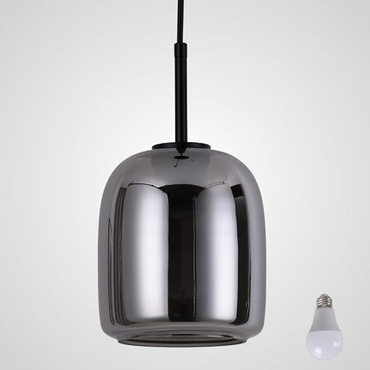 Smoked Grey Pendant Lights Kitchen Island - Small Size Hanging Light Fixture - Includes E26 Bulb