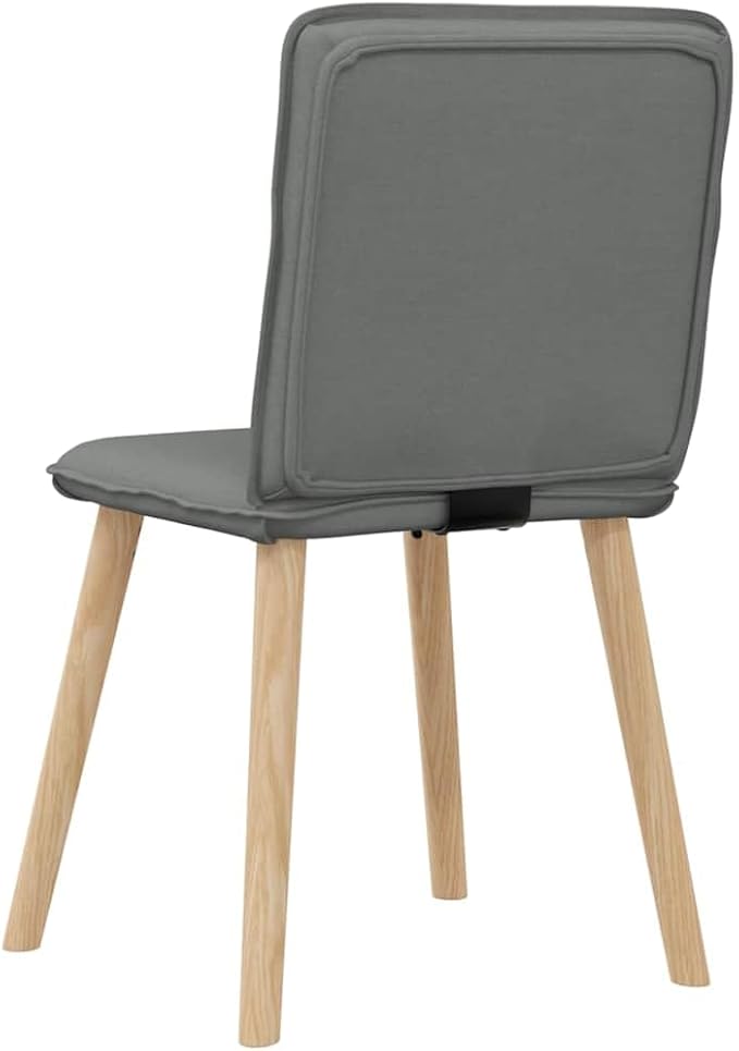 Dining Chair Set of 6 Dark Grey Fabric Upholstered Modern Dining Room Chairs with Rubber Wood Frame for Kitchen and Comedor