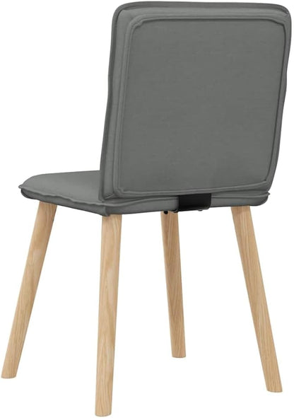 Set of 6 Dark Grey Dining Chairs Modern Polyester Upholstery Solid Rubber Wood Legs 16.3" Seat Depth 535.5 lbs Capacity Compact 8.4 x 7 x 13.3 in for Kitchen Dining Room Living Room