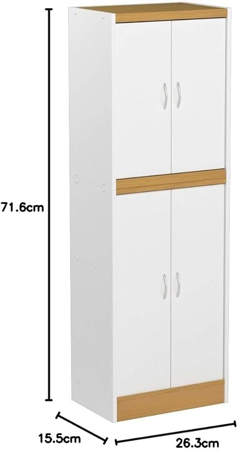 Hodedah 4 Door Kitchen Pantry with Four Shelves, White