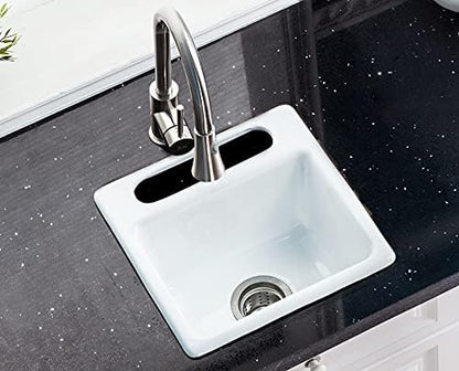 Gourmetier GCKTS15158 15X15 Single Bowl Top Mount Drop-In Kitchen Sink, White