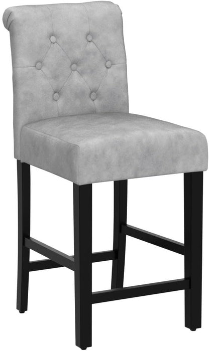 LSSBOUGHT 24 Inches Upholstered Counter Stools, Bar Stools Set of 4, Fabric Counter Stools with Back, Counter Height Bar Chairs with Solid Wood Legs for Home Kitchen Island Dining Room, (4pcs,Grey)