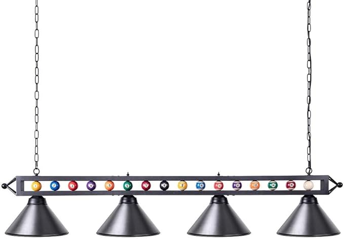 Wellmet 4 Lights Pool Table Light, 70inch Billiard Lighting Fixture with Lamp Shades for Pool Billiard Table, Industrial Hanging Pendant Light Chandelier for Game Room, Kitchen, Dining Room