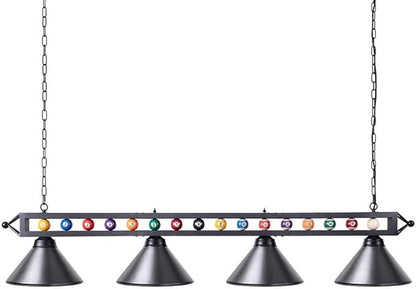 Wellmet 4 Lights Pool Table Light, 70inch Billiard Lighting Fixture with Lamp Shades for Pool Billiard Table, Industrial Hanging Pendant Light Chandelier for Game Room, Kitchen, Dining Room