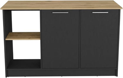GOWE Kitchen Island Padua, Kitchen, Black/Macadamia