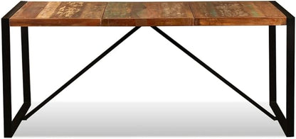 Dining Table Multicolour Reclaimed Wood 70.9" Rectangular Industrial Kitchen Table Seats 6, Steel Legs Rustic Dinner Table for Dining Room Apartment Loft Home