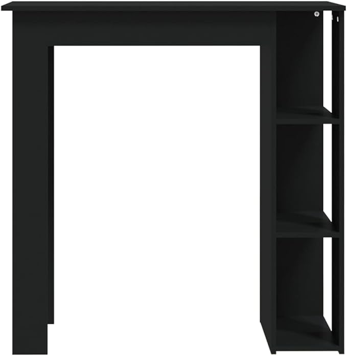 Modern Bar Table Black Engineered Wood Counter Height Dining Table with Storage 40.2x19.7x40.7 Inches for Kitchen Island Small Space