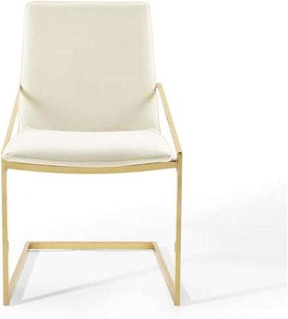 Modway Pitch Performance Velvet Dining Armchair, Gold Ivory