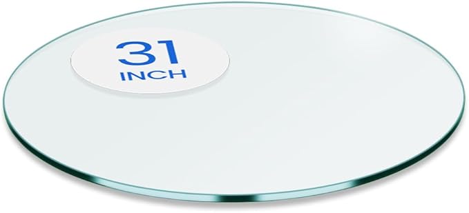 Dulles Glass 31 inch Round Glass Table Top - Tempered - 1/4" Thick Glass Surface, Safe Flat Polished, Multipurpose for Dining Table, Patio, Coffee and End Table