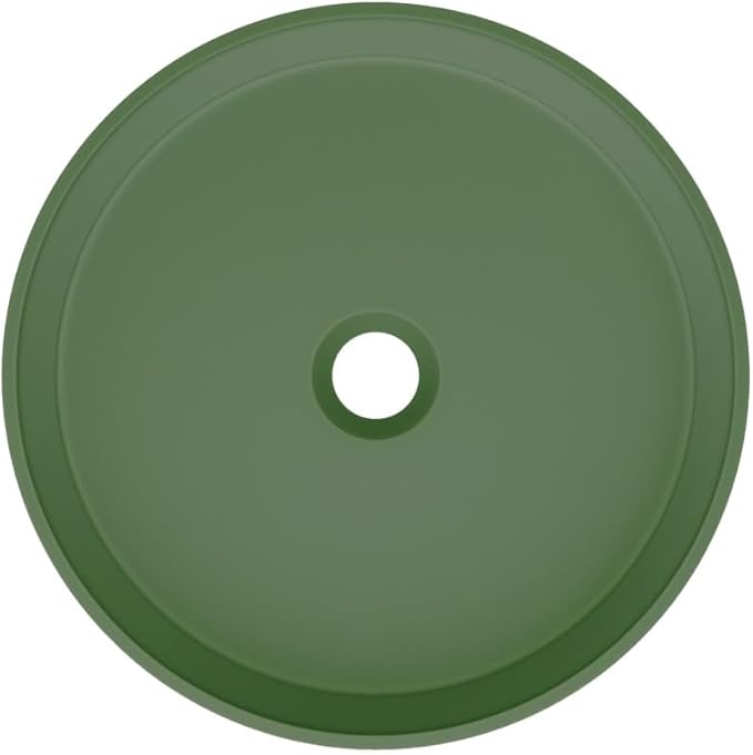 Swiss Madison Lisse 14.5" Concrete Round Vessel Sink in Matte Royal Green