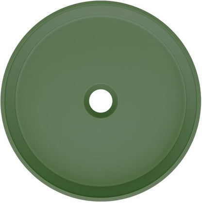 Swiss Madison Lisse 14.5" Concrete Round Vessel Sink in Matte Royal Green