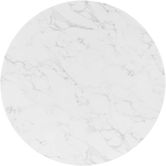 Modway Verne Round Artificial Marble 40" Dining Table in Gold White