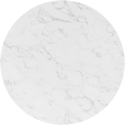 Modway Verne Round Artificial Marble 40" Dining Table in Gold White