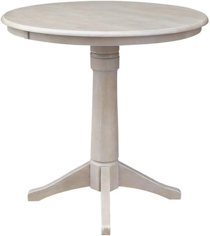 International Concepts 36" Round Top Pedestal Table-34.9" H, Washed Gray Taupe