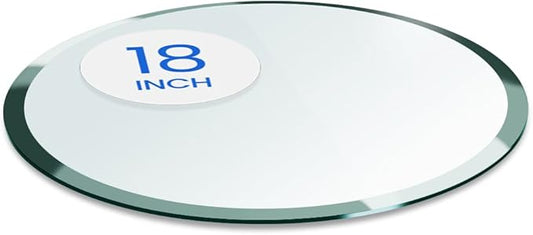 Dulles Glass 18 inch Round Glass Table Top - Tempered - 1/2" Thick Glass Surface, Safe Beveled Edge, Multipurpose for Dining Table, Patio, Coffee and End Table