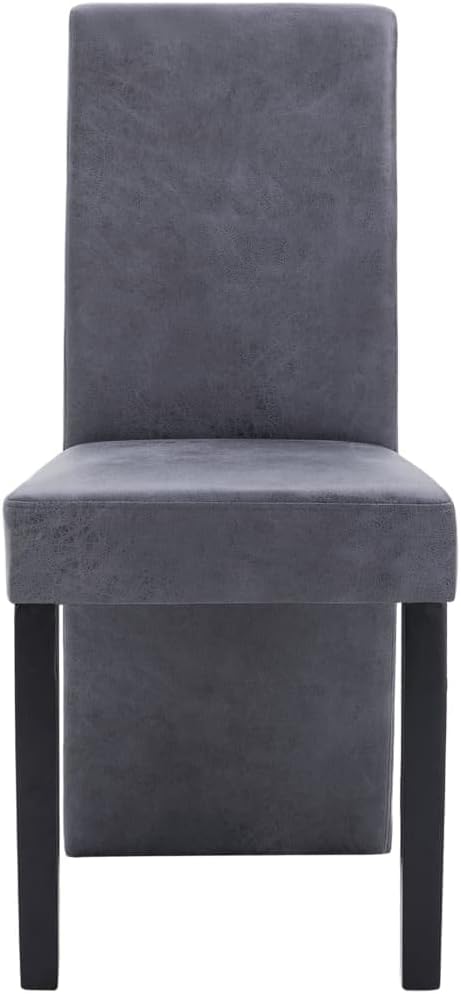 Modern Dining Chairs Set of 4 Gray Faux Suede Upholstery with Wooden Legs High Back Ergonomic Kitchen Furniture for Dining Room Living Room