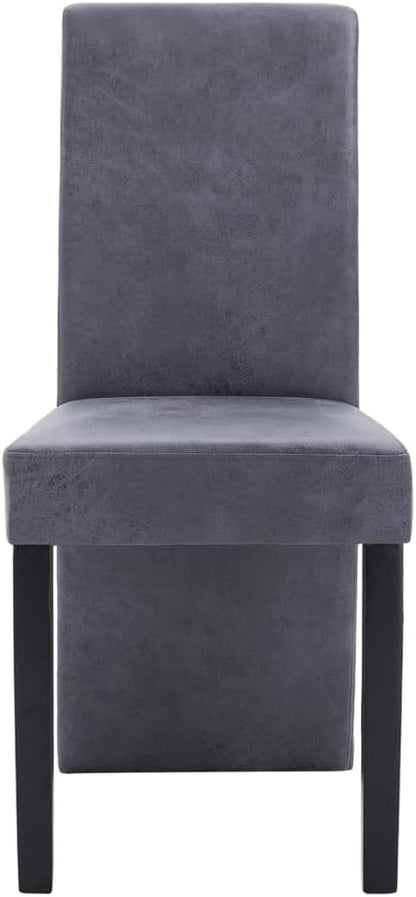 Modern Dining Chairs Set of 4 Gray Faux Suede Upholstery with Wooden Legs High Back Ergonomic Kitchen Furniture for Dining Room Living Room
