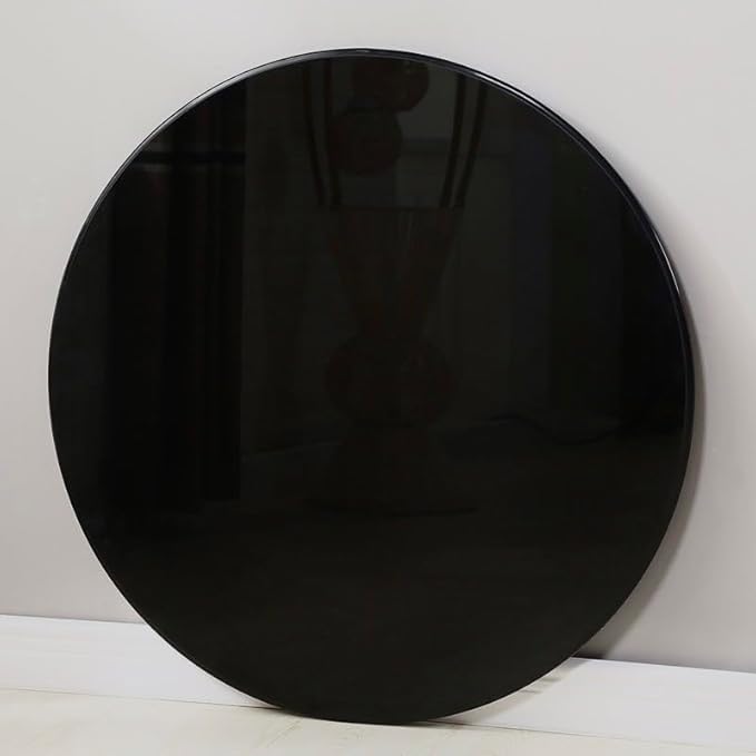 24 inch Round Glass Table Top - Black Tempered Glass Surface Protector - Safe 1/4" Thick Round Edge - Useful for Replacement,Dining Table, Patio, Coffee and End Table,Indoor & Outdoor