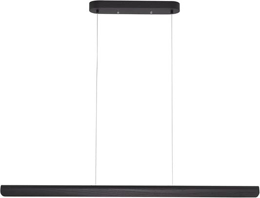 YISDESIGN Modern Linear LED Chandelier, 31" Wall-Dimmable Pendant Light Kitchen Island Light with Wood & Aluminum, 19W LED Pendant Light for Dining Room, Office, 100-240V, CRI>90 Black