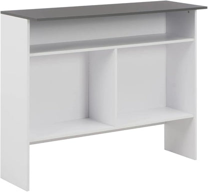 White Bar Table with Grey Engineered Wood Top 51.2 x 15.7 x Adjustable 39.4-47.2 in Modern Counter Height Dining Table for Kitchen Living Room