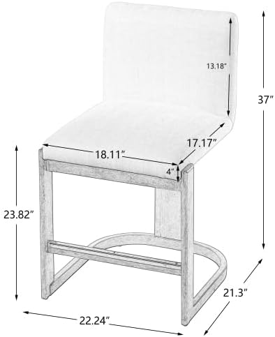 Bar Stools Set of 2, 24" Linen Upholstered Counter Height Barstools with Walnut-Finished Solid Rubberwood Legs, Comfortable Kitchen Island Chairs for Home Bar, Coffee Shop, Light Grey