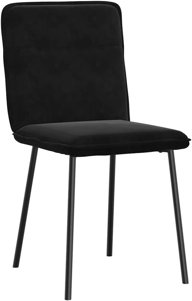 Set of 6 Black Velvet Dining Chairs Modern Design Rectangular Compact for Dining Room Kitchen Living Room