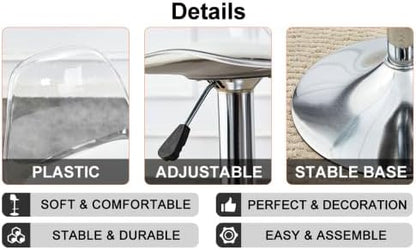Modern Dining Chairs,Minimalist 360-Degree Swivel Bar Stools with Adjustable Height,Ergonomic Pu Seats & Metal Legs,Set of 2 for Kitchen Island, Home Bar,Restaurant and Front Desk Cashier,White