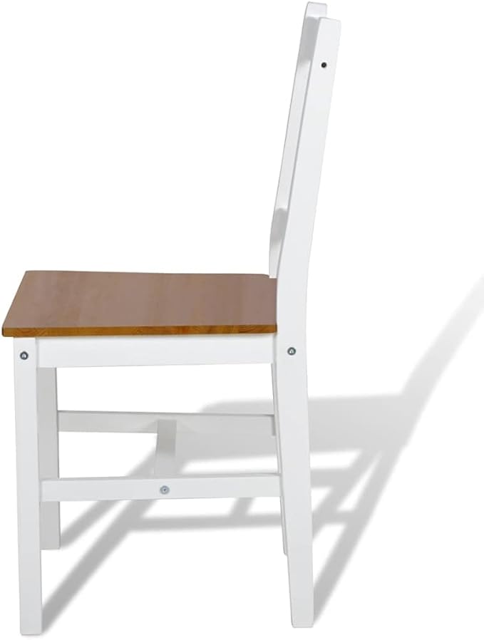 Farmhouse Dining Chairs Set of 6 White Pinewood Solid Wood Kitchen Chairs with Ergonomic Design for Dining Room and Kitchen Furniture