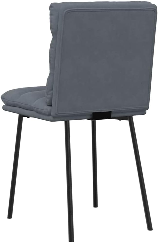 Modern Dining Chairs Set of 2 Dark Gray Velvet Upholstered Accent Chairs Compact Size for Dining Room Kitchen Bedroom
