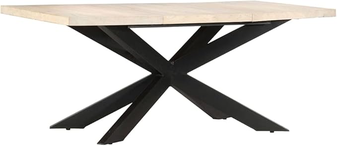 Rectangular Dining Table, Solid Bleached Mango Wood Kitchen Island, 70.9 Inch Spacious Design for Indoor Dining Room Spaces