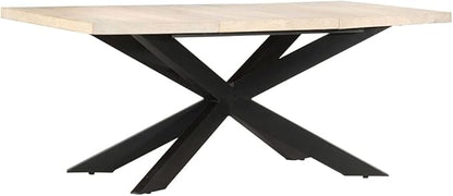 Modern Industrial Dining Table Solid Bleached Mango Wood 70.9" Counter Height Kitchen Island Table with Steel Legs for Small Space Dining Room Furniture