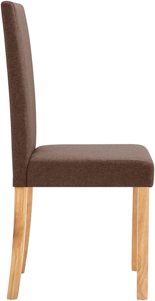 4-Piece Brown Fabric Dining Chairs Set with Rubber Wood Frame, Modern Farmhouse Kitchen Chairs for Dining Room Comfortable Upholstered Seating Furniture