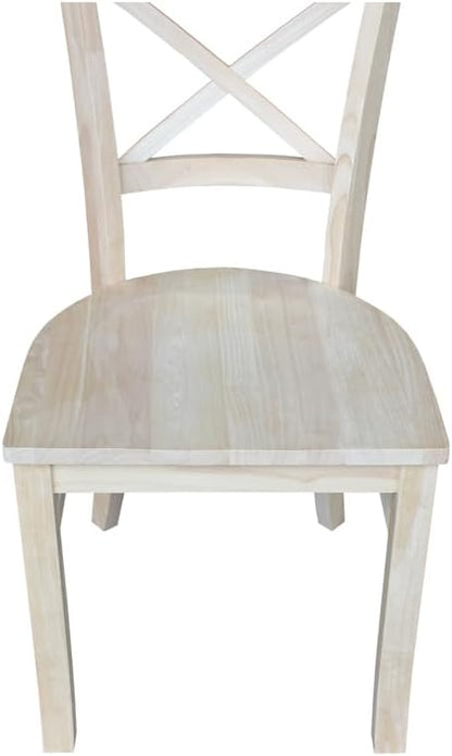 Charlotte X-Back Wooden Chairs, Set of 2, Sturdy Solid Wood Construction, Ideal for Dining Room and Kitchen - Unfinished