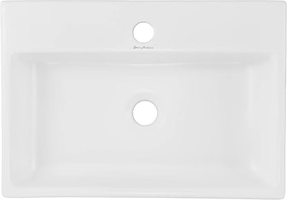 Claire 20 Rectangle Ceramic Vessel Sink, Matte White