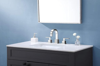 KINGO HOME 3 Hole Widespread Brushed Nickel Bathroom Faucet,Modern Waterfall 8 inch 2 Handle Bathroom Sink Faucet Vanity Bathroom Faucet for Sink 3 Hole with Pop Up Drain and Water Supply Lines