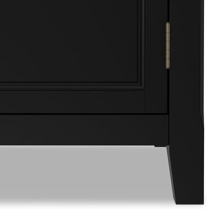 SIMPLIHOME Burlington Storage Cabinet - 30 inch Wide Solid Wood 2 Door Low Storage Unit in Black, Transitional Accent Cabinet for Living Room or Entryway with Adjustable Shelves
