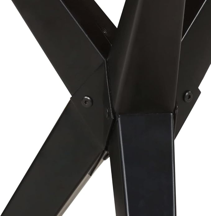 Rectangular Bleached Acacia Wood Dining Table, Black Steel Legs, Modern Kitchen Table for Family Dinner, Home & Loft Gatherings