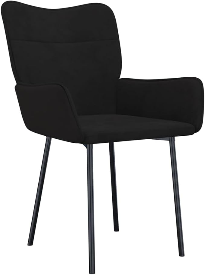 Modern Velvet Dining Chairs Set of 2 Black Kitchen Chairs with Sturdy Metal Frame - Comfortable Ergonomic Design for Dining Room Kitchen Living Room Furniture